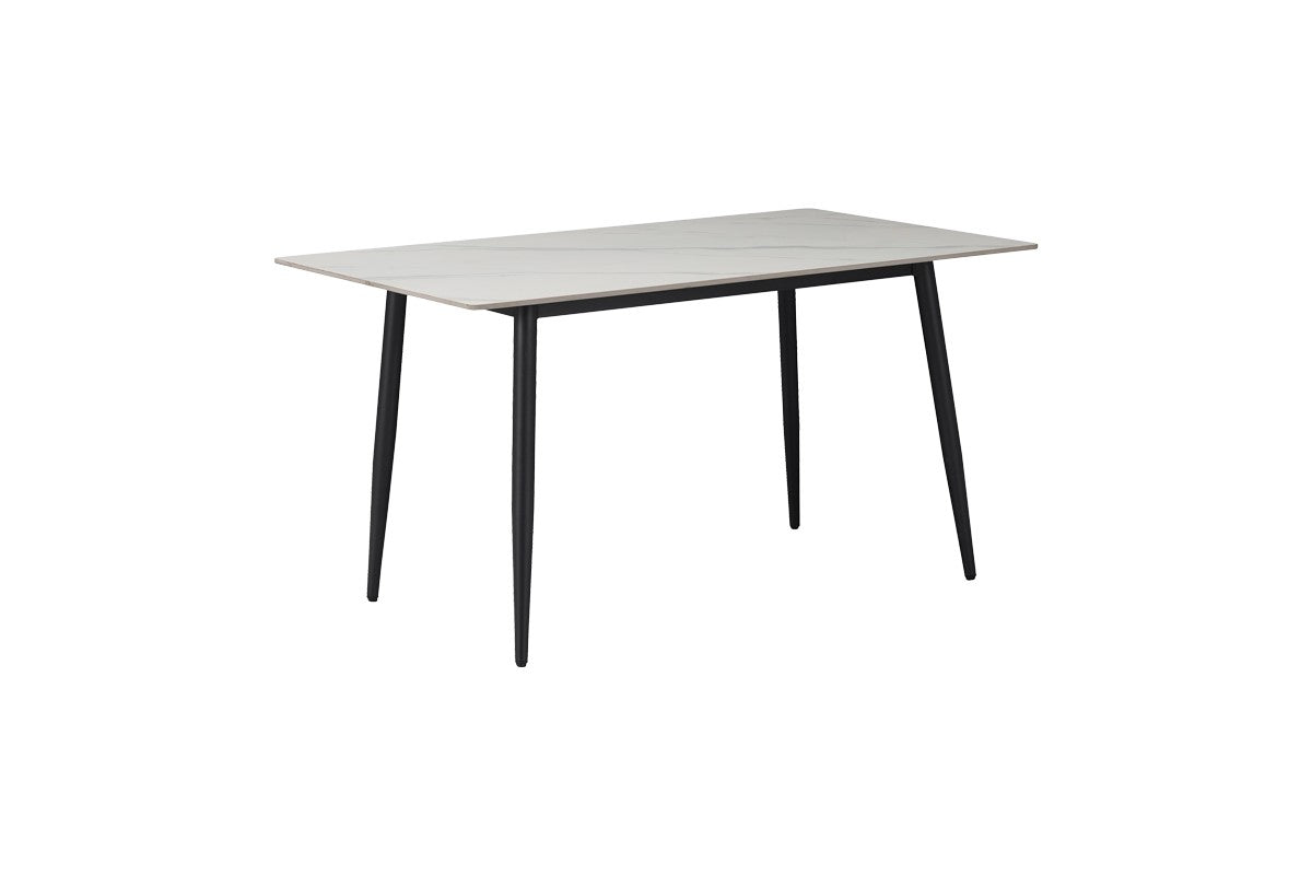 Masa Gustas, marmura, neagra, 140x80x75 cm - Alb