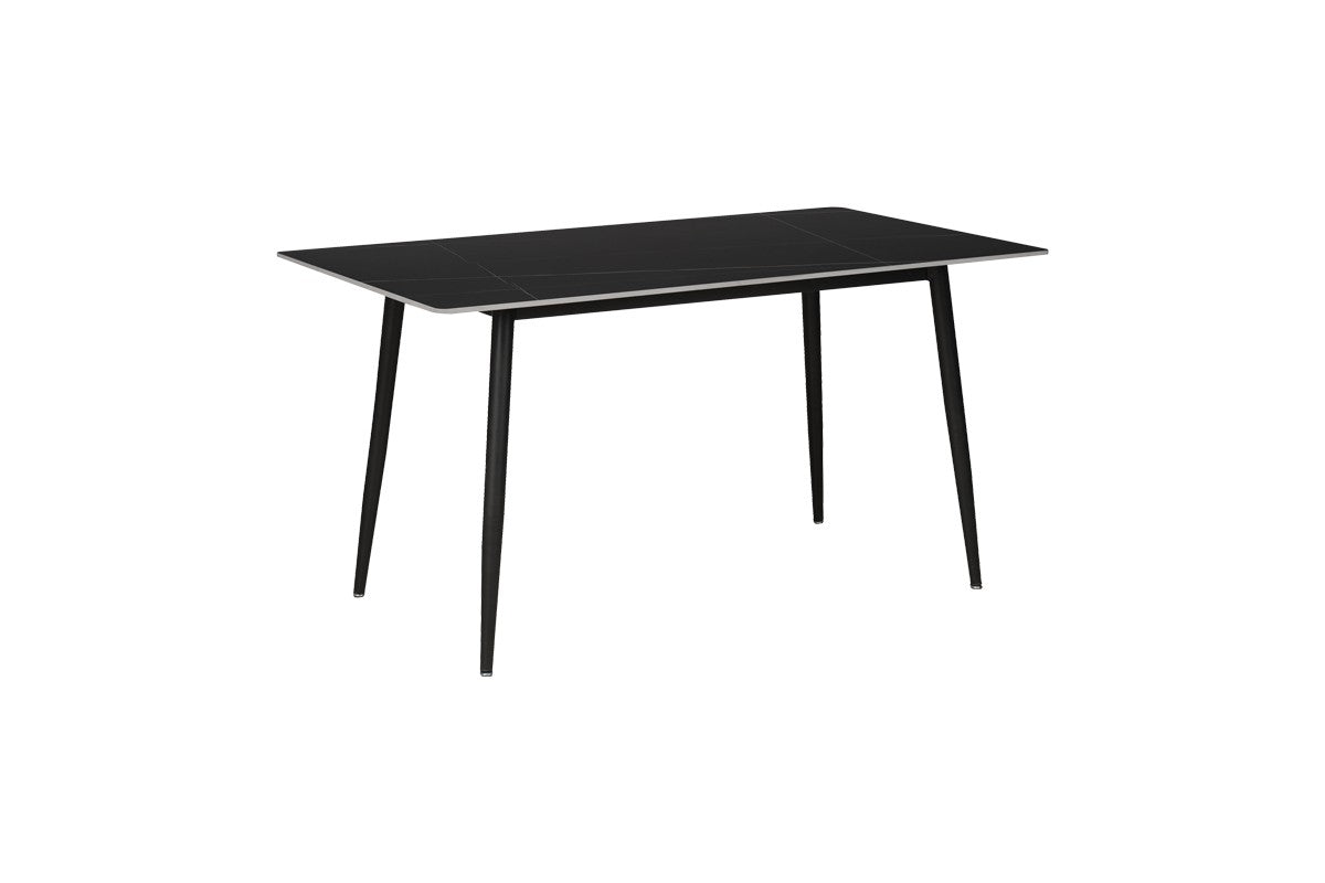 Masa Gustas, marmura, neagra, 140x80x75 cm - Negru