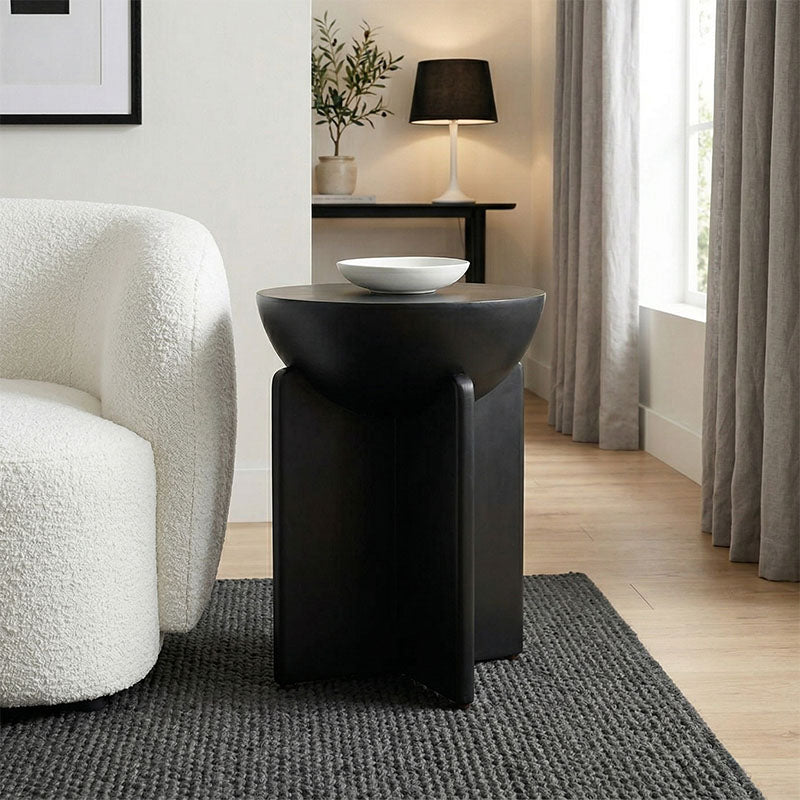 Masă laterală din lemn masiv de mango Jenby, stil modern, Alb - Negru, 40x50 cm - BLACK