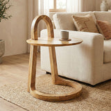 Masă laterală cu design natural Kallos, Lemn de Mango, 45x45x60 cm