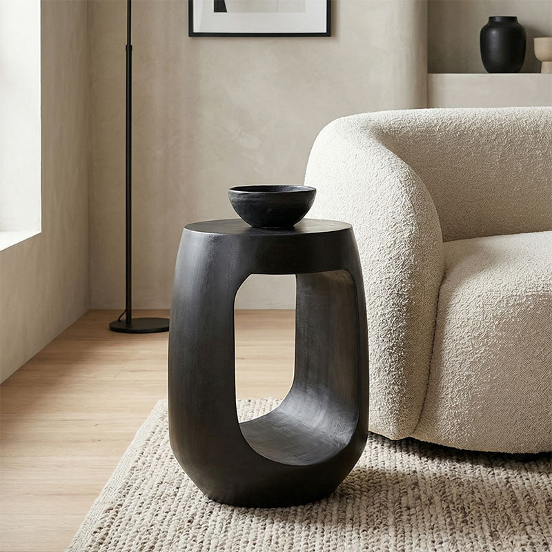 Masă laterală cu design practic Lenora, Stil Modern, Lemn de Mango Solid, Alb - Negru, 33x45 cm - Masă laterală cu design practic Lenora, Stil Modern, Lemn de Mango Solid, Alb - Negru, 33x45 cm