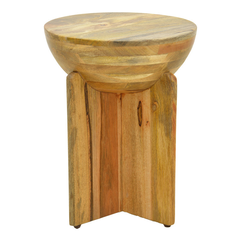 Masă laterală din lemn masiv de mango Jenby, stil modern, Alb - Negru, 40x50 cm - NATURAL