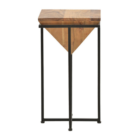 Masa laterala Miles II cu picioare negre, lemn masiv de acacia, 29x29x54 cm