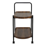 Masă laterală tip roabă cu funcție Whelea, și Metal, Nuc-Negru, 40x60x69 cm