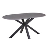 Masa Makrey ceramica marmura gri metal, negru, 160x90x75 cm