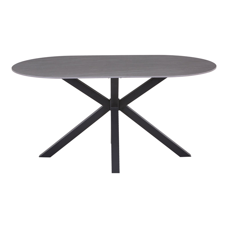 Masa Makrey ceramica marmura gri metal, negru, 160x90x75 cm