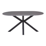 Masa Makrey ceramica marmura gri metal, negru, 160x90x75 cm
