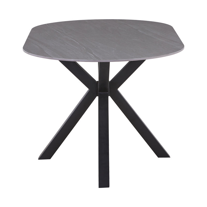 Masa Makrey ceramica marmura gri metal, negru, 160x90x75 cm