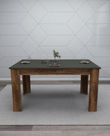 Masă Mikas Bucatarie Elegant cu Loc de Depozitare, Anthracite, Nuc deschis, 145x77x88 cm