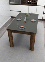 Masă Mikas Bucatarie Elegant cu Loc de Depozitare, Anthracite, Nuc deschis, 145x77x88 cm