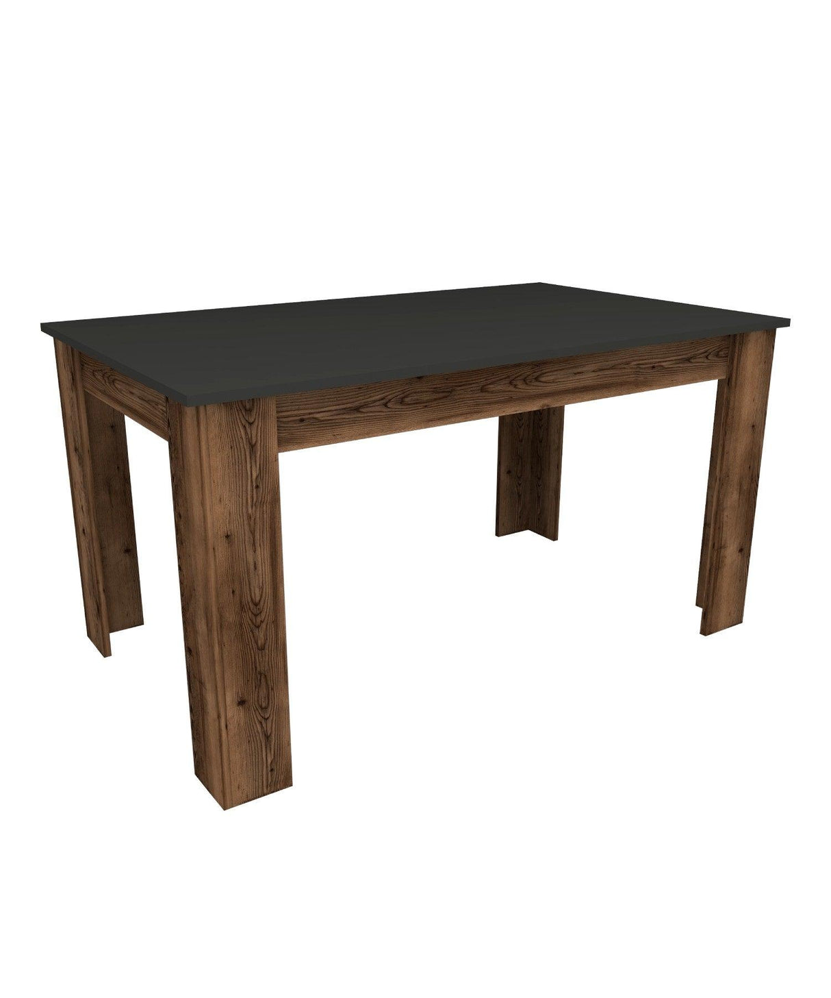 Masă Mikas Bucatarie Elegant cu Loc de Depozitare, Anthracite, Nuc deschis, 145x77x88 cm