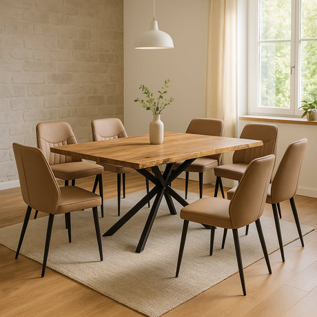 Masa Miles din lemn de salcam solid cu grosimea de 4-4 cm, Natural, 180x90x76 cm