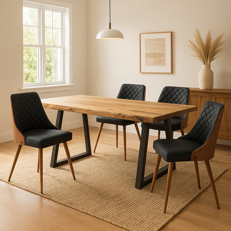 Masa Miles Slim Boho, Lemn de salcam, Grosime 4 cm, Natural, 200x96x76 cm