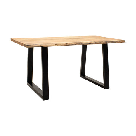 Masa Miles Slim din lemn de salcam solid cu aspect, Natural, 160x90x76 cm