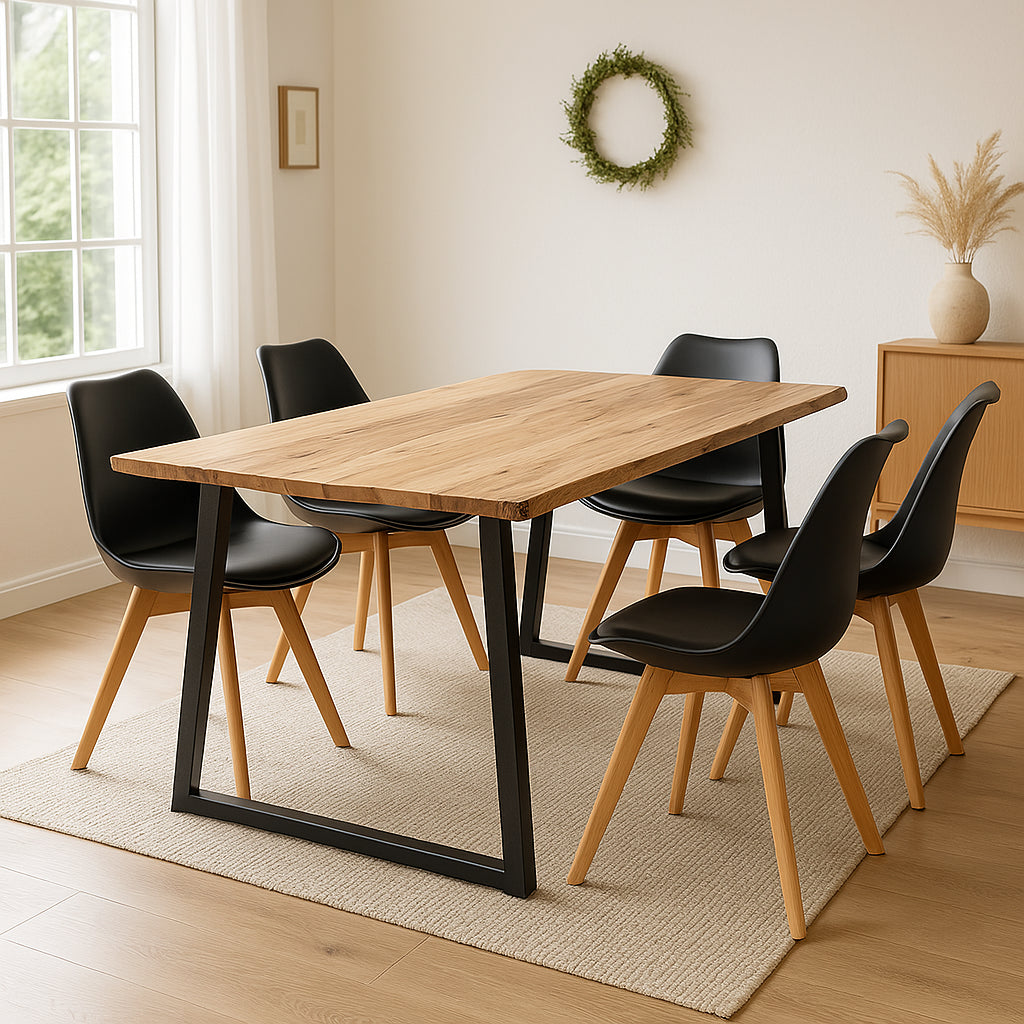 Masa Miles Slim din lemn de salcam solid cu aspect, Natural, 160x90x76 cm, imagine suplimentara