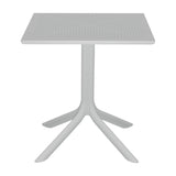 Masă modernă cu design perforat Groovy, Polipropilenă, Alb, 60x60x76 cm