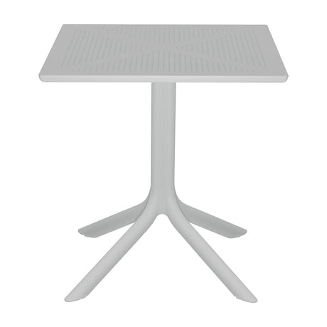 Masă modernă cu design perforat Groovy, Polipropilenă, Alb, 60x60x76 cm