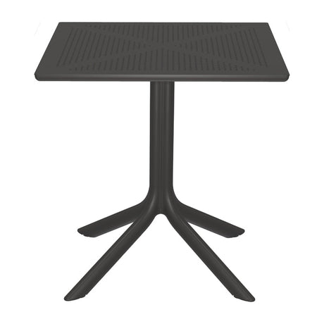 Masă modernă cu suprafață perforată Groovy, design elegant, polipropilenă, Antracit, 60x60x76 cm