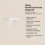 Masa Multifunctionala MMS-504-DD-2 Home Collection®, Alb Lucios, 110x77x70 cm