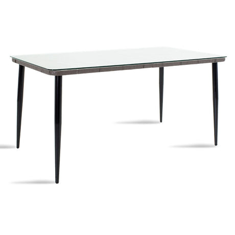 Masa Naoki metal sticla, Gri - Natural, 160x90x78 cm