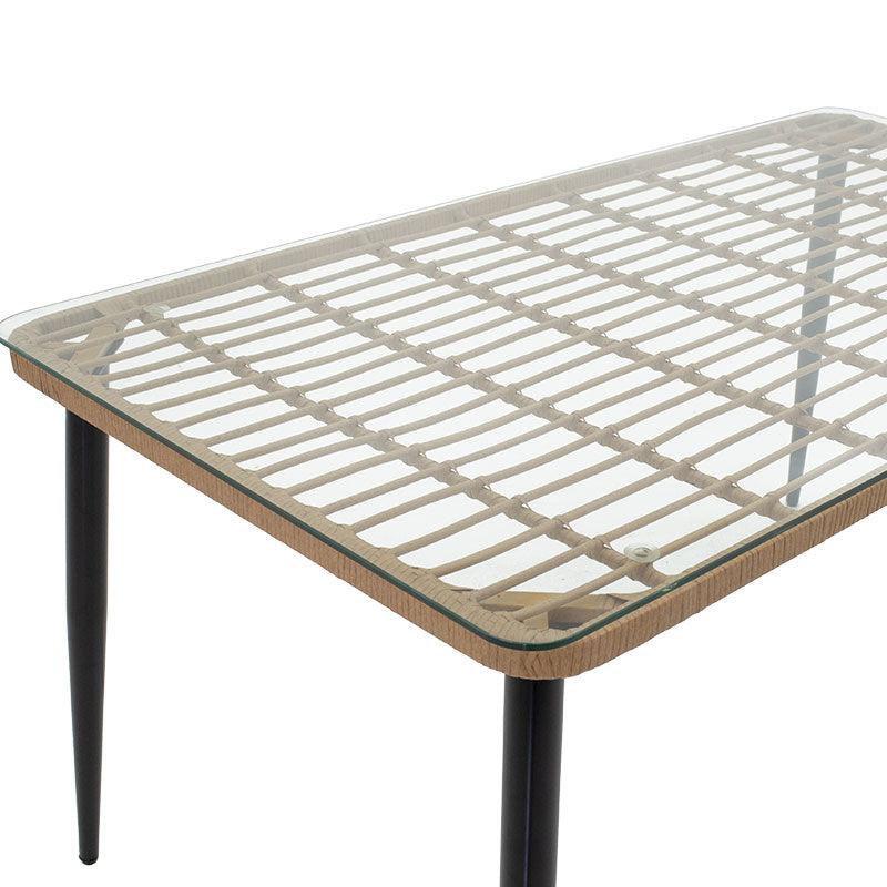 Masa Naoki metal sticla, Gri - Natural, 160x90x78 cm - Natural