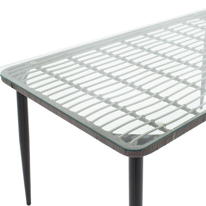 Masa Naoki metal sticla, Gri - Natural, 160x90x78 cm - Gri
