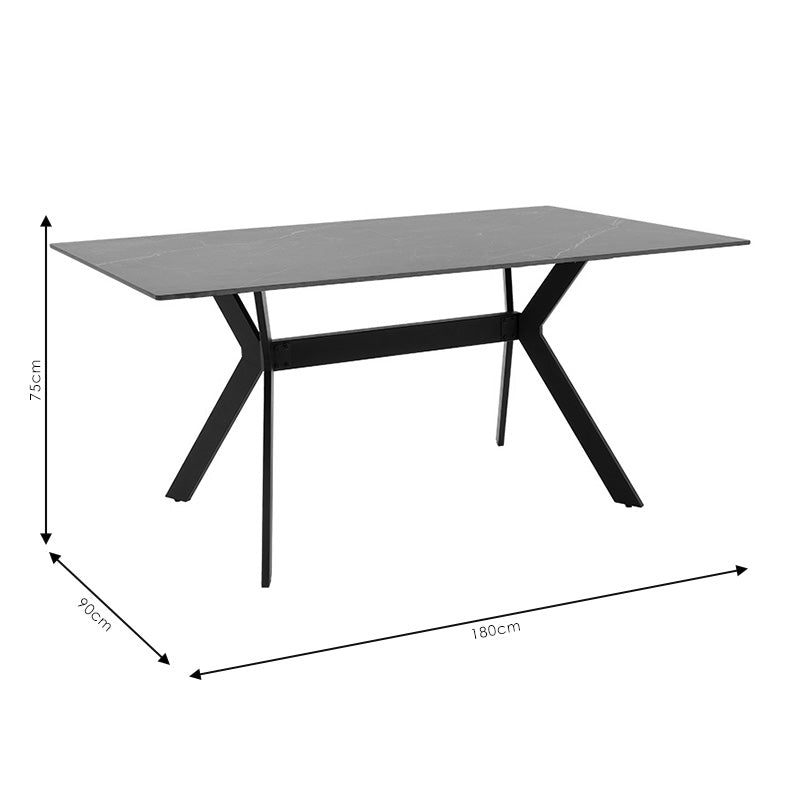 Masa Olivet, neagra, 180x90x75 cm, perspectiva suplimentara
