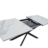 Masa Palan Extensibila, Negru - Alb Gri, 200x80x77 cm