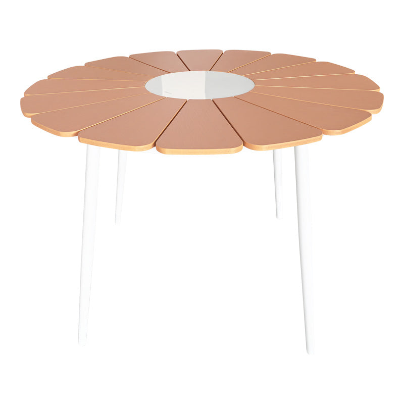 Masa Pinap, Aluminiu si placaj, D110x74 cm - Alb-Natural