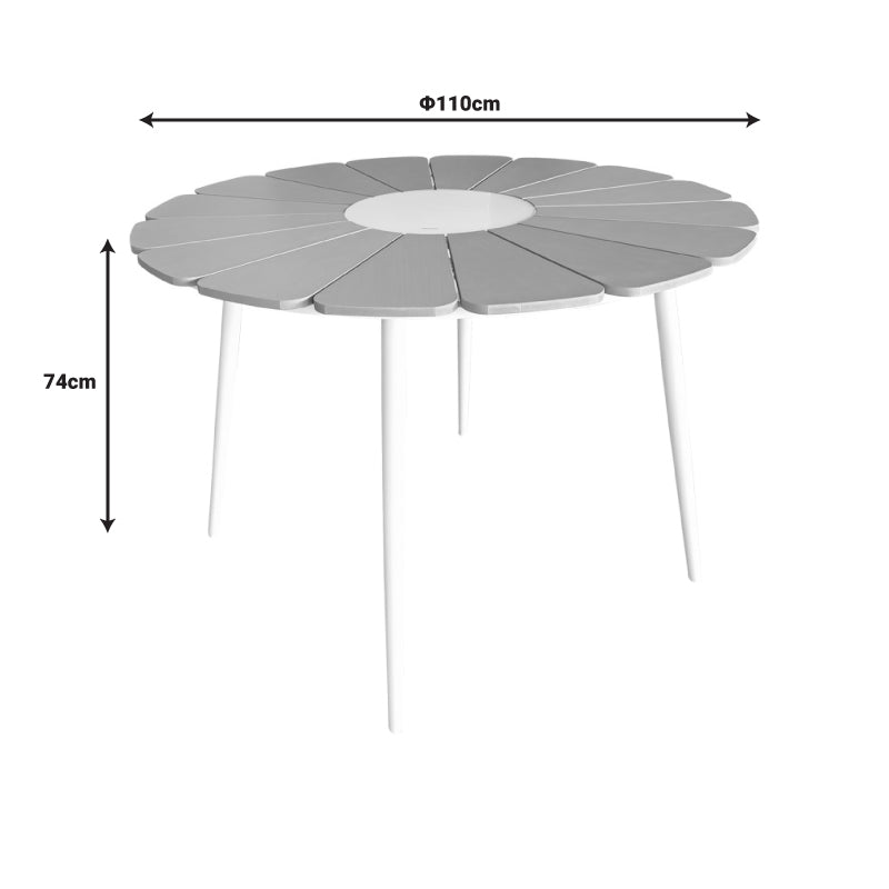 Masa Pinap, Aluminiu si placaj, D110x74 cm - Alb-Natural