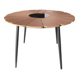 Masa Pinap, Aluminiu si placaj, D110x74 cm - Negru-Natural