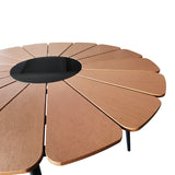 Masa Pinap, Aluminiu si placaj, D110x74 cm - Negru-Natural