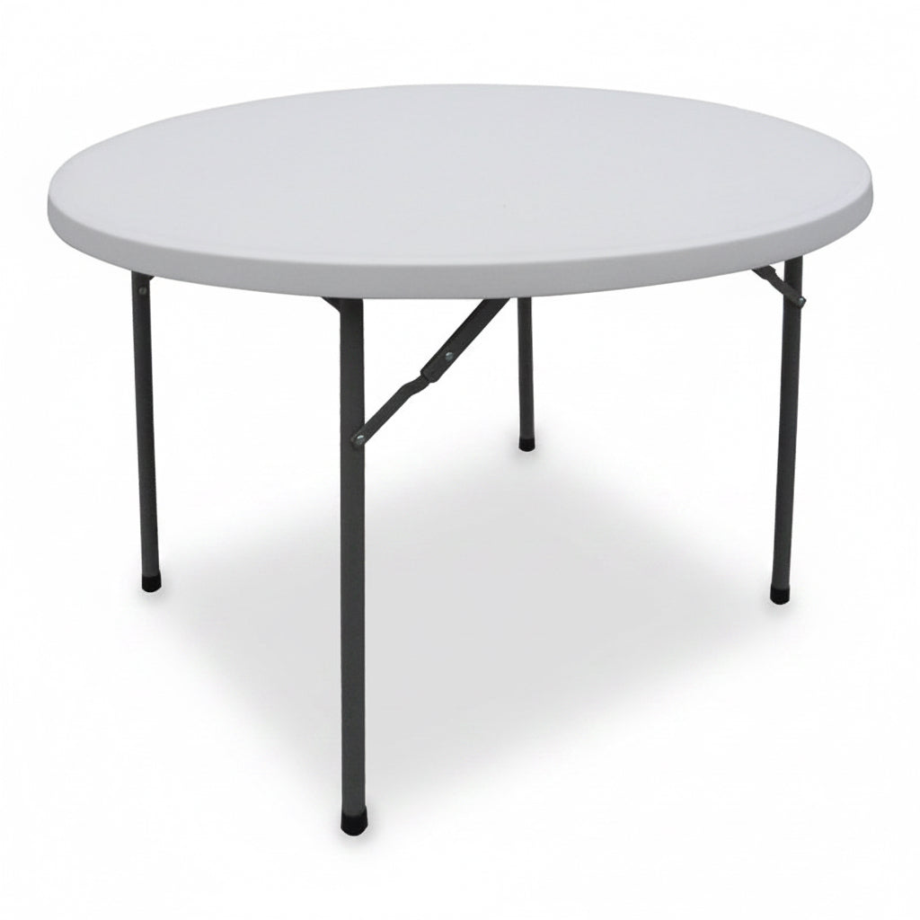 Masa pliabila catering cu functie de confort, rotunda, durabil, alba, D120x74 cm