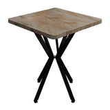 Masa Prestone, marmura neagra-metal, 70x70x75 cm - Alb