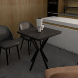 Masa Prestone, marmura neagra-metal, 70x70x75 cm - Negru