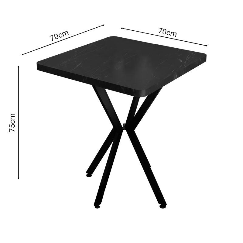 Masa Prestone, marmura neagra-metal, 70x70x75 cm - Negru