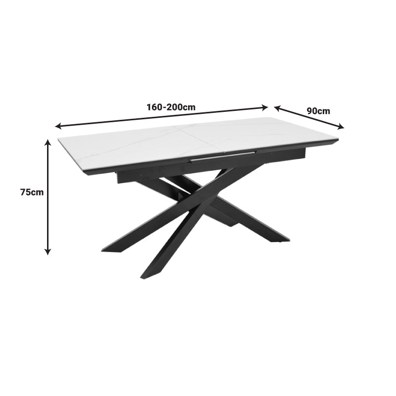 Masa Ragemi, MDF gri-negru metal, 160-200x90x75 cm