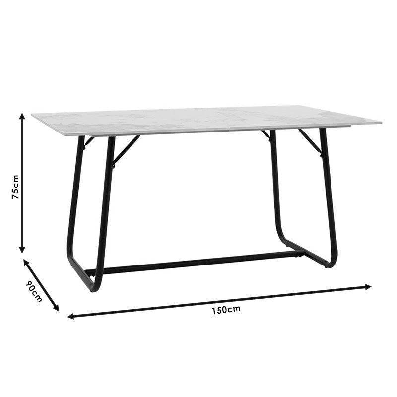 Masa Revello alba, neagra, 150x90x75 cm - Alb