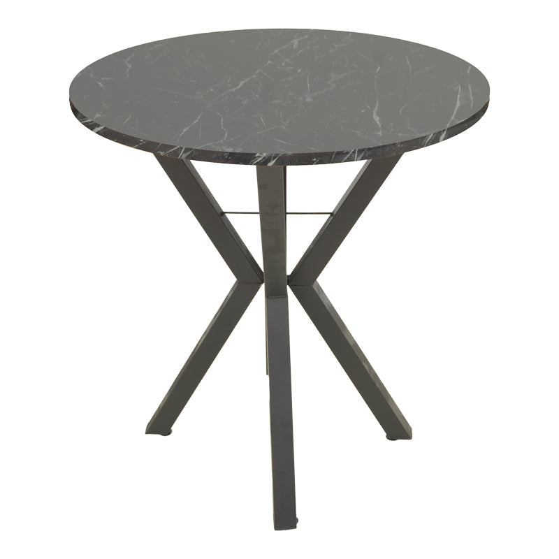 Masa rotundă cu aspect de marmură neagră Rogue, Metal, D70x72 cm