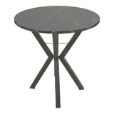 Masa rotundă cu aspect de marmură neagră Rogue, Metal, D70x72 cm