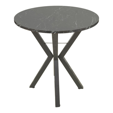Masa rotundă cu aspect de marmură neagră Rogue, Metal, D70x72 cm