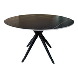 Masa rotunda cu aspect de marmura, piatra sinterizata/metal, negru, 120x76 cm - Negru