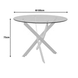 Masa Antoro cu blat din sticla, Diverse culori, D100x75 cm - Alb