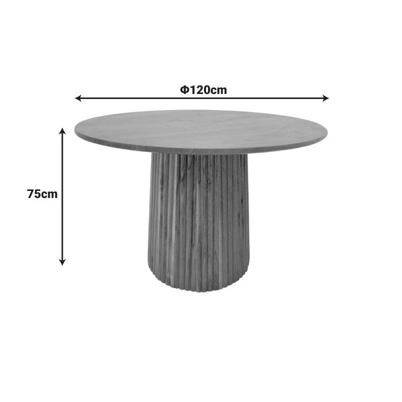 Masa rotunda din lemn masiv de acacia Tully, Lemn de Acacia, Natural - Nuc, D120x75 cm - Nuc