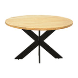 Masa rotunda din lemn de mango solid Royalty I, lemn Natural și metal, negru, D130x77 cm