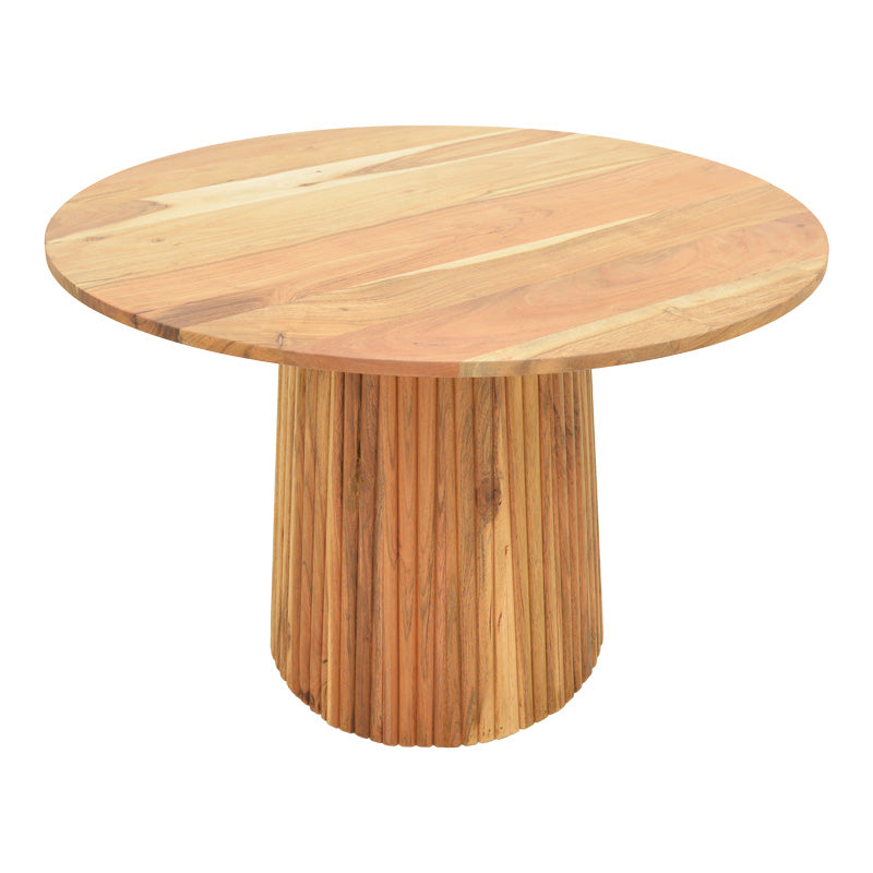 Masa rotunda din lemn masiv de acacia Tully, Lemn de Acacia, Natural - Nuc, D120x75 cm - Natur