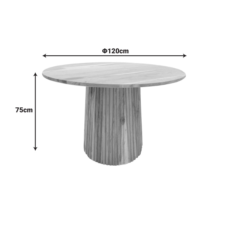 Masa rotunda din lemn masiv de acacia Tully, Lemn de Acacia, Natural - Nuc, D120x75 cm - Natur
