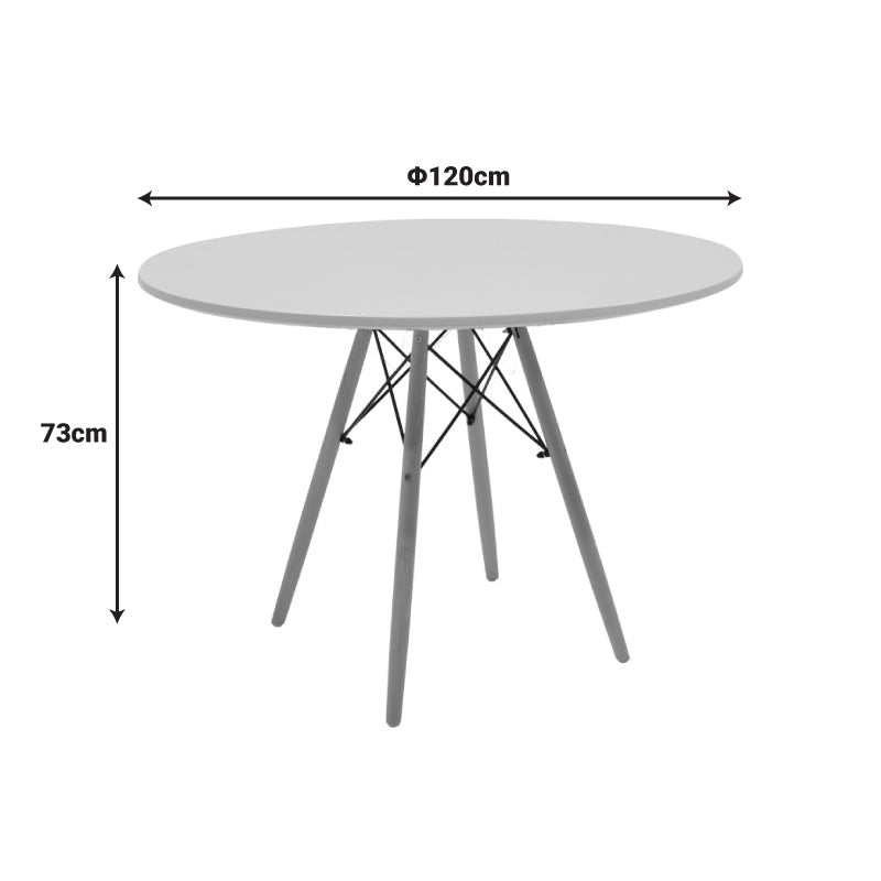 Masa rotunda Julita, alb și lemn de fag, Natural, D120x73 cm - Alb