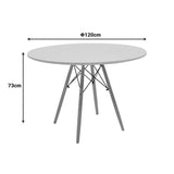 Masa rotunda Julita, alb și lemn de fag, Natural, D120x73 cm - Alb
