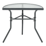 Masă semicirculară cu funcție Bion, Sticlă-metal, gri închis, 70x40x65 cm - Gri